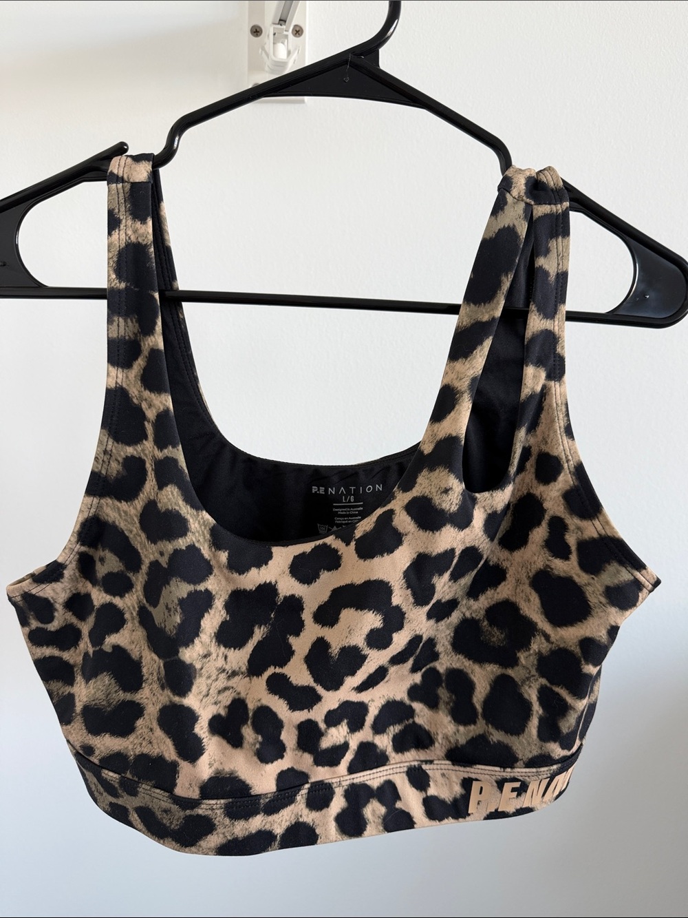 P.E Nation Leopard-Print Sports Bra in Black & Tan